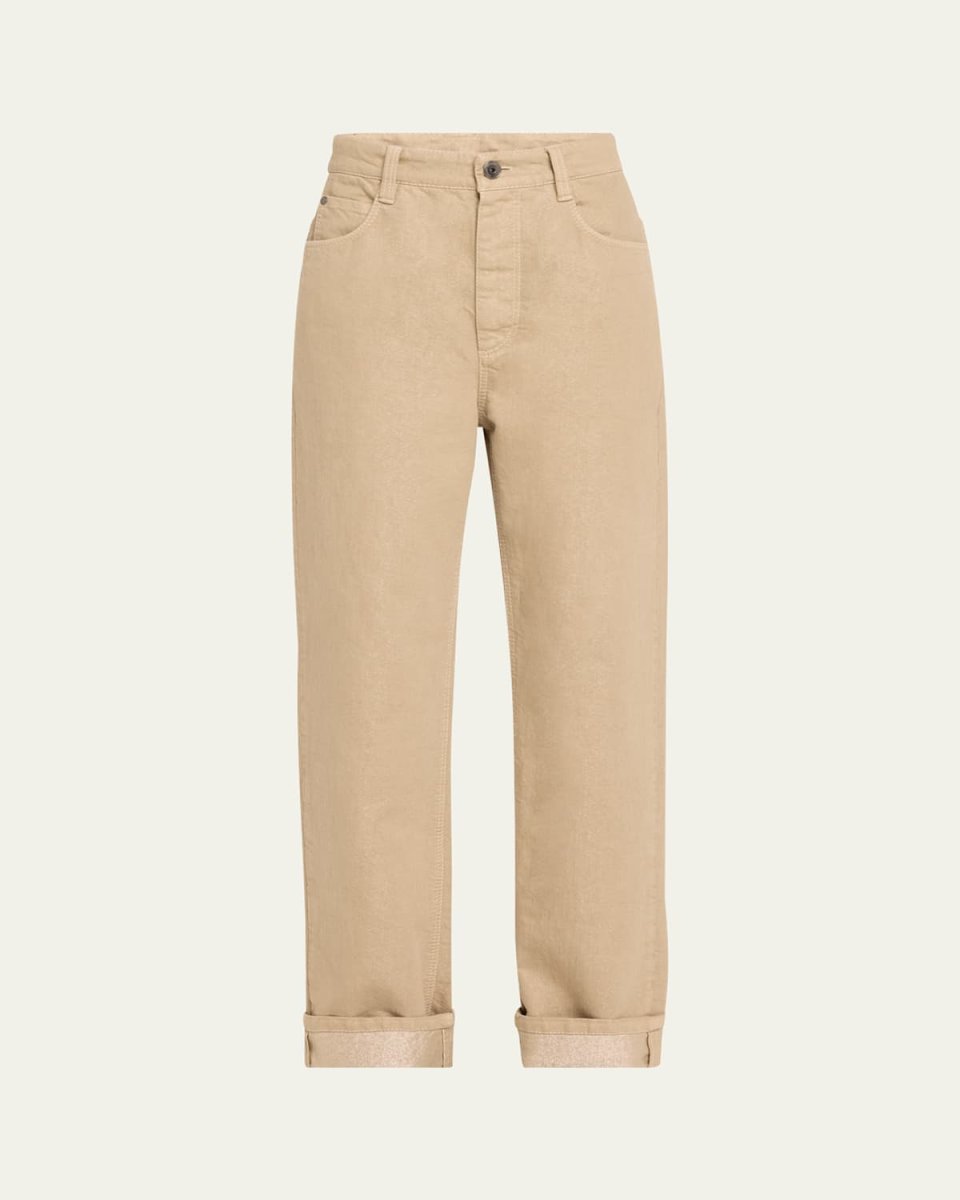 Lurex Cuffed Hem Denim Pants